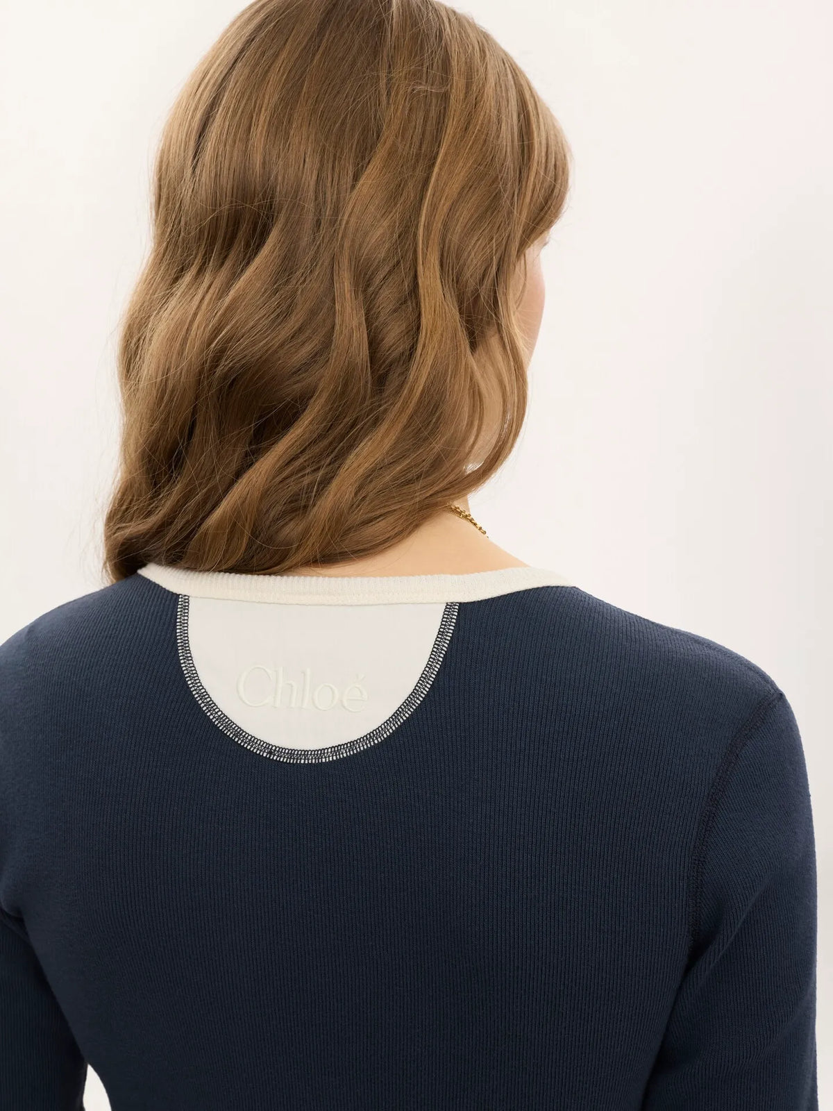 Fitted Henley shirt in cotton jersey