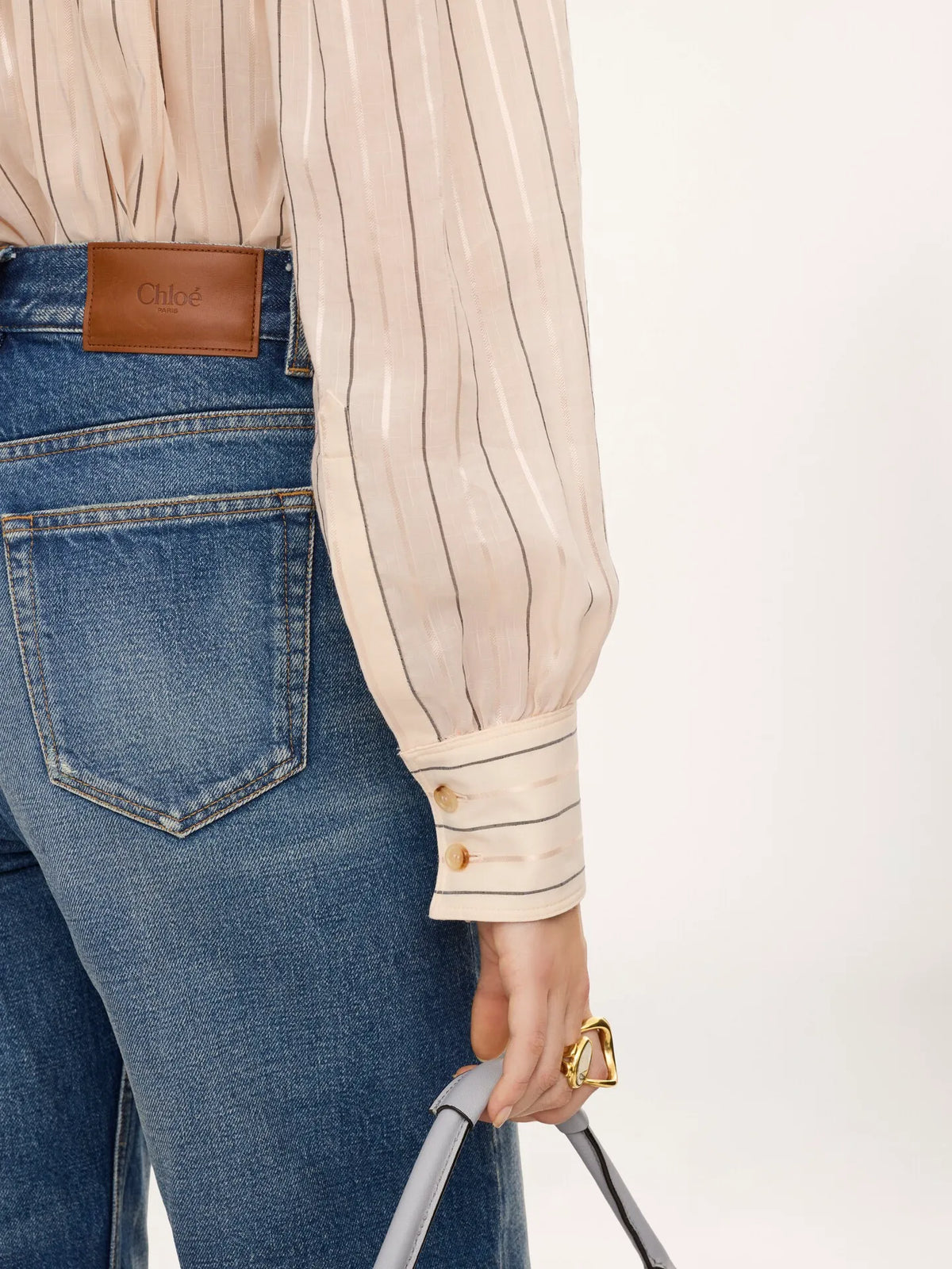 Gathered blouse in cotton & silk poplin