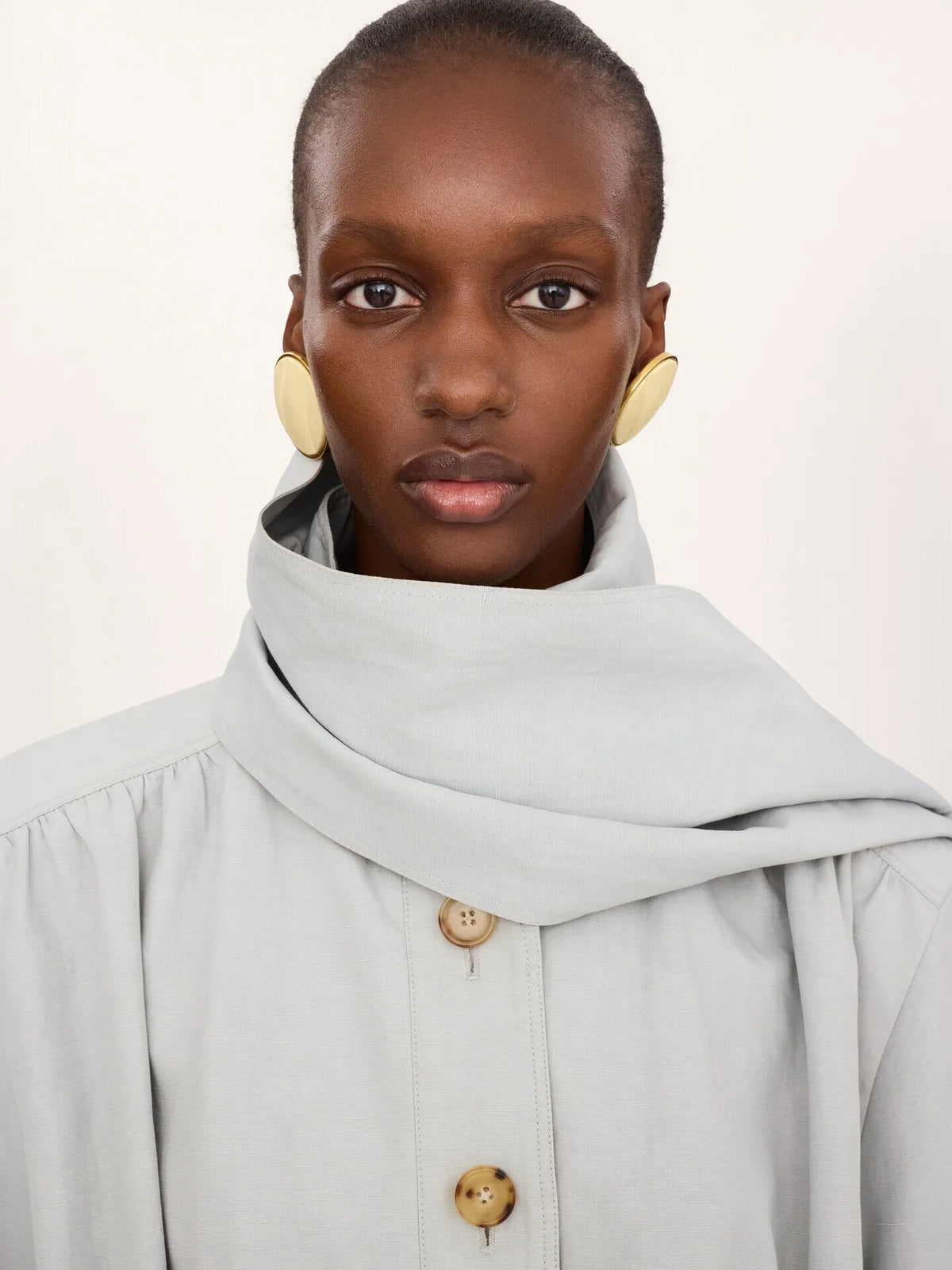 Cropped scarf jacket in a linen-cotton mix