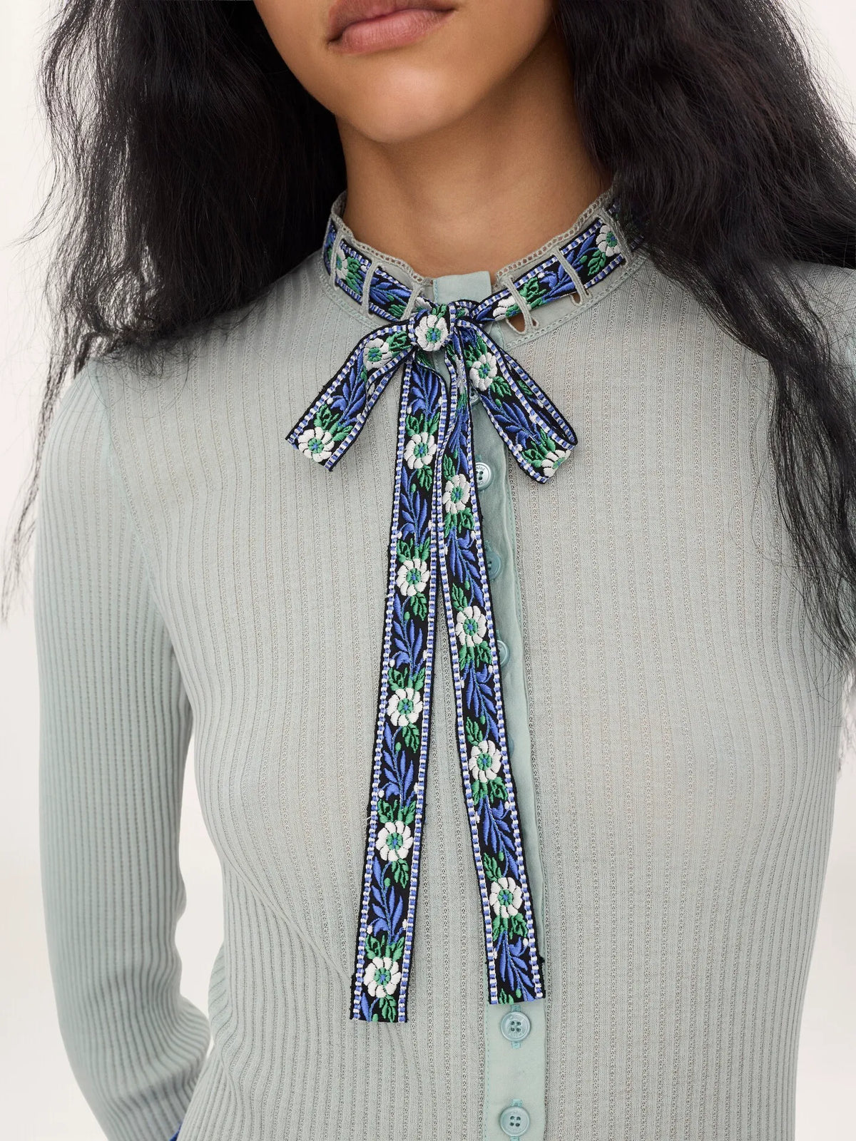 Tie-front fitted cardigan in cotton