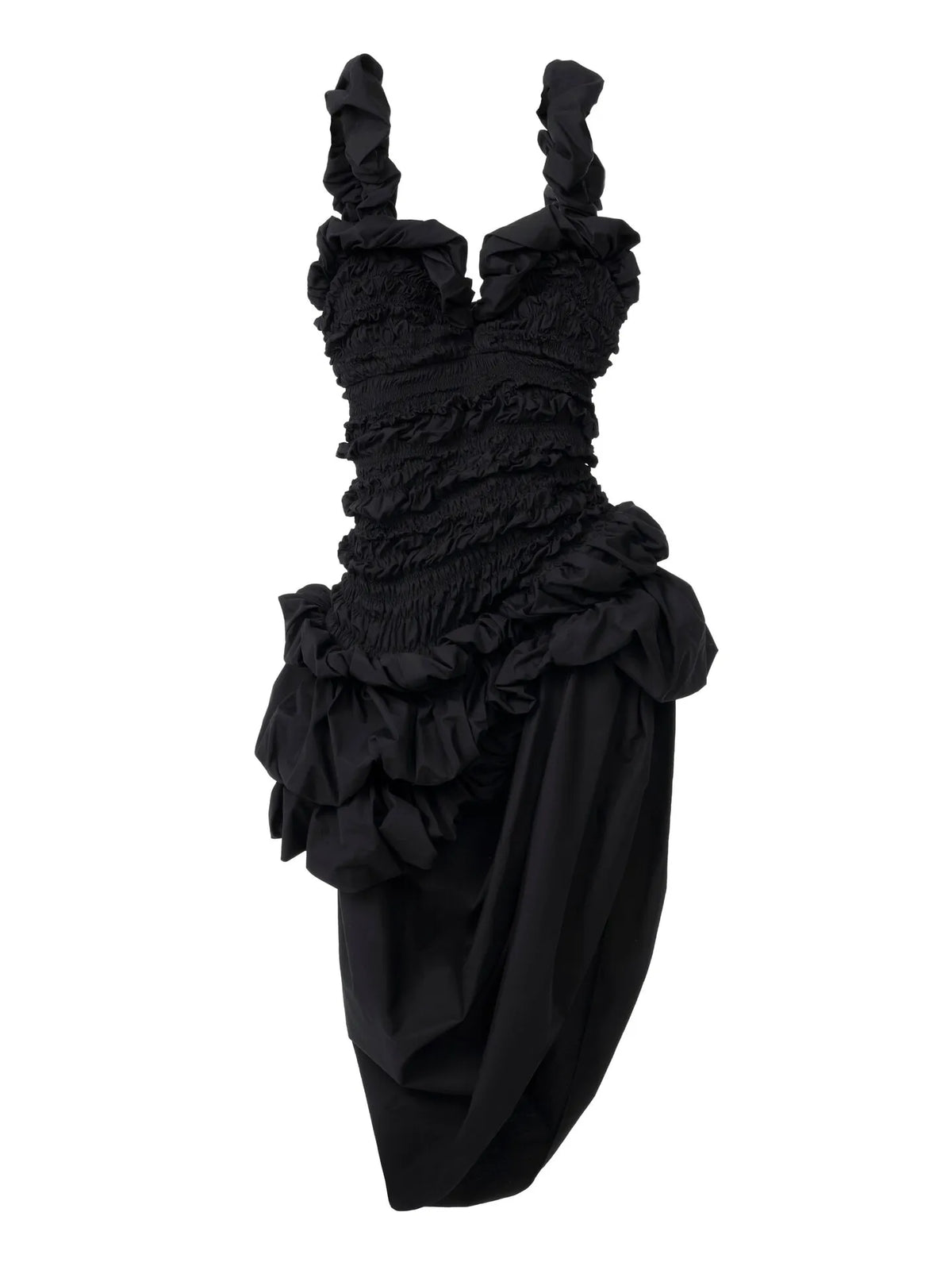 Ruched bustier midi dress in cotton poplin