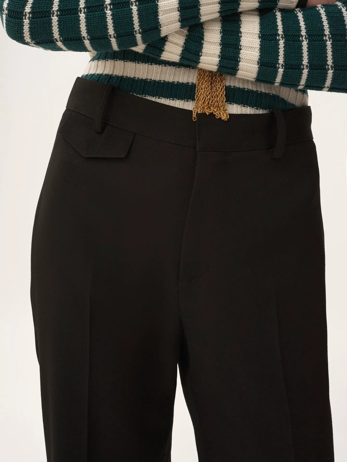 High-rise flared pants in wool grain de poudre