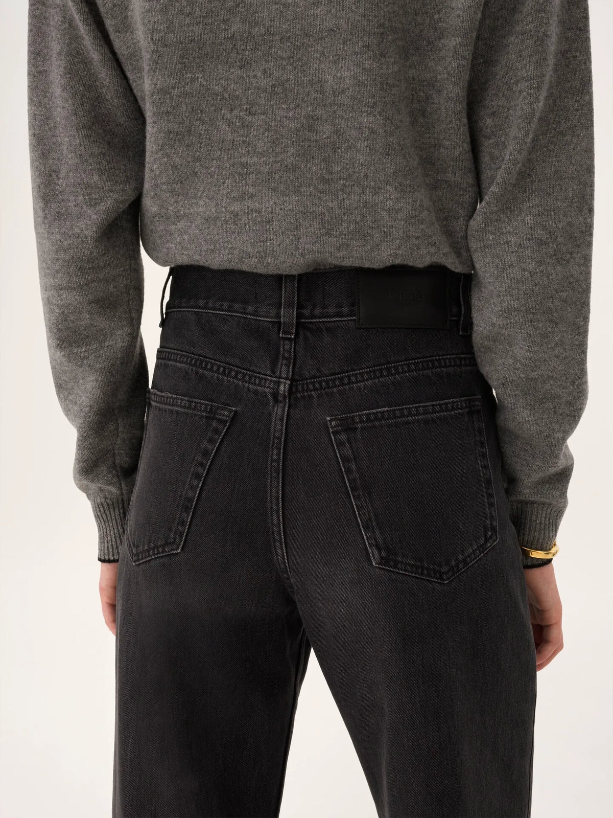 High-rise cropped jeans in denim
