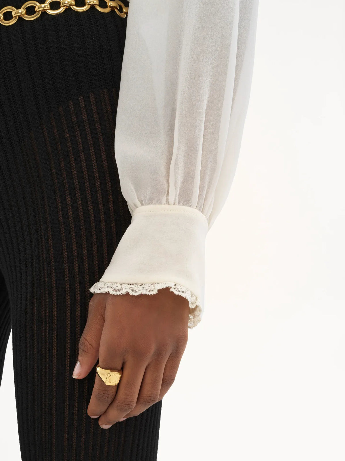Ruffled blouse in silk georgette