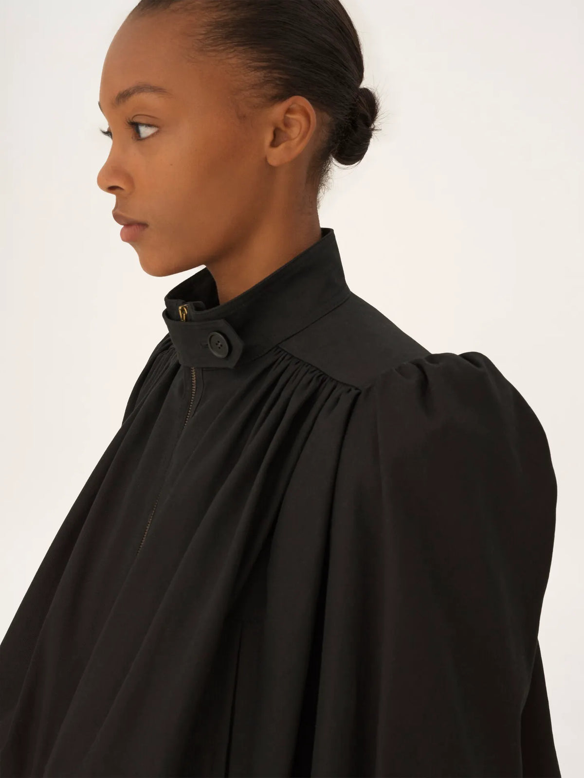 Gathered boule jacket in cotton canvas