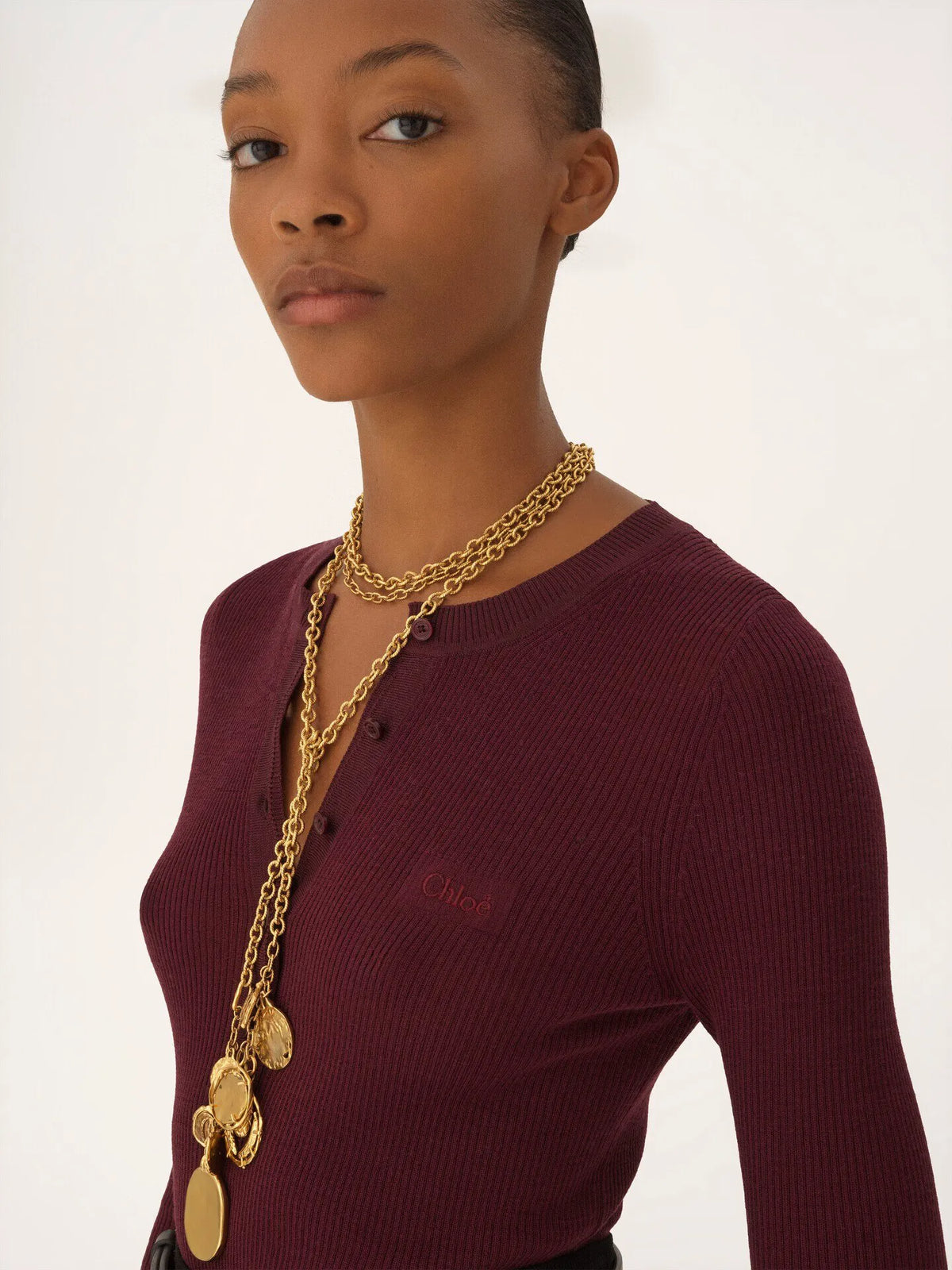 Henley shirt in superfine wool knit