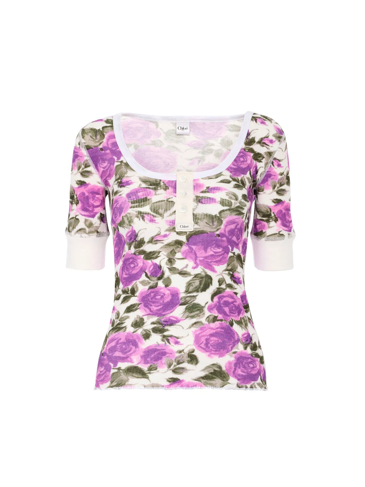 Short-sleeve Henley shirt in cotton jersey