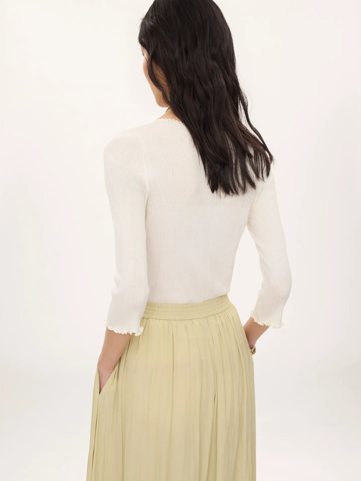 Fitted top in cotton & silk jersey