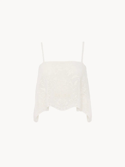 Thin-strap cropped top in a cotton knit