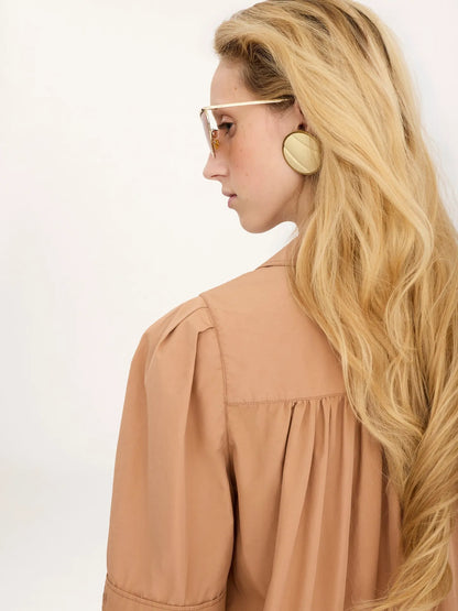 Short-sleeve shirt in cotton poplin