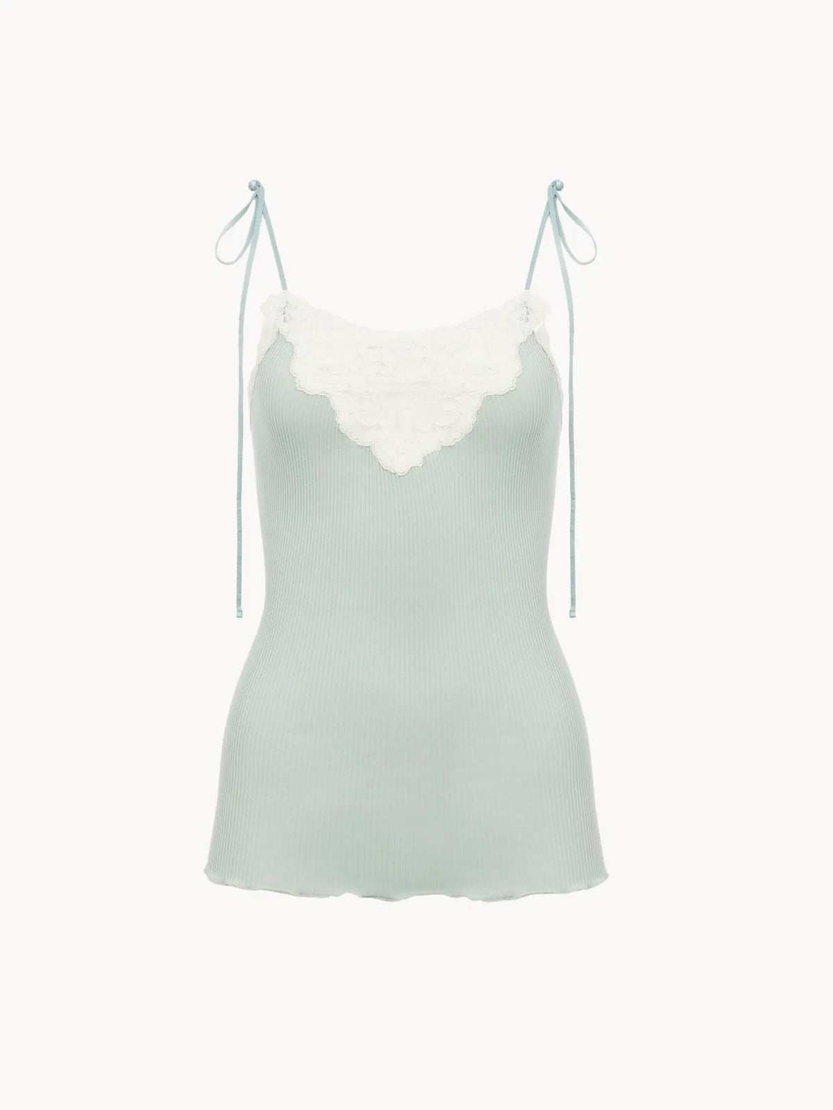 Fitted lingerie top in cotton & lace