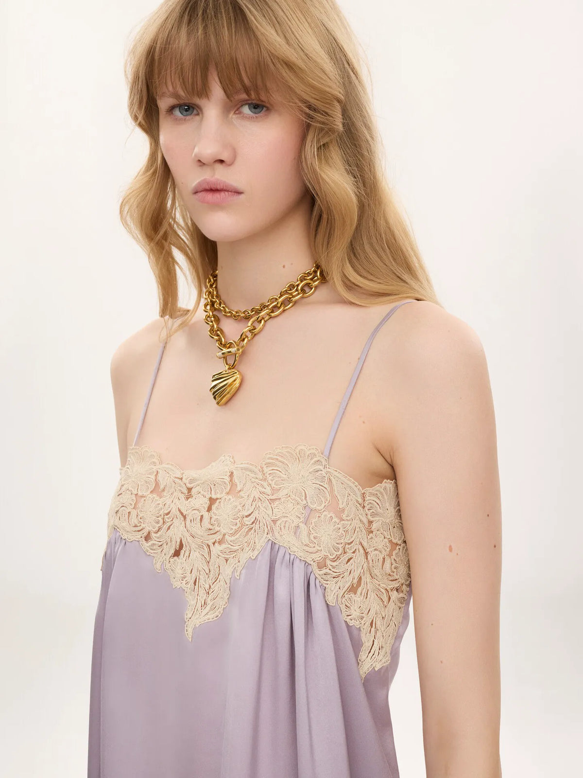 Thin-strap mini dress in washed silk satin