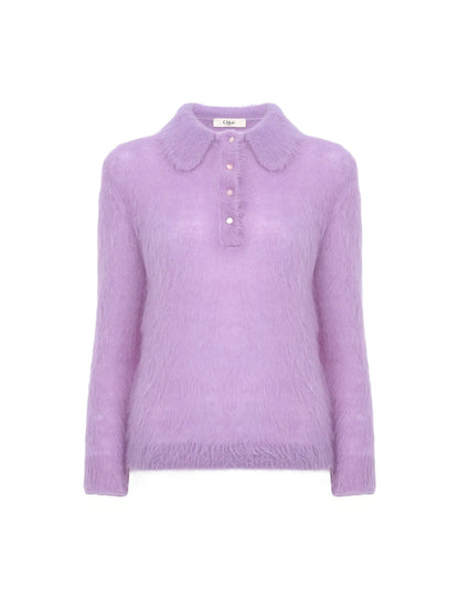 Polo sweater in an alpaca wool-blend knit