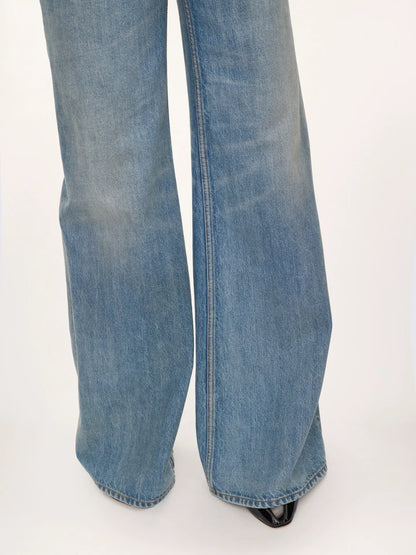 High-rise wide-leg jeans in denim