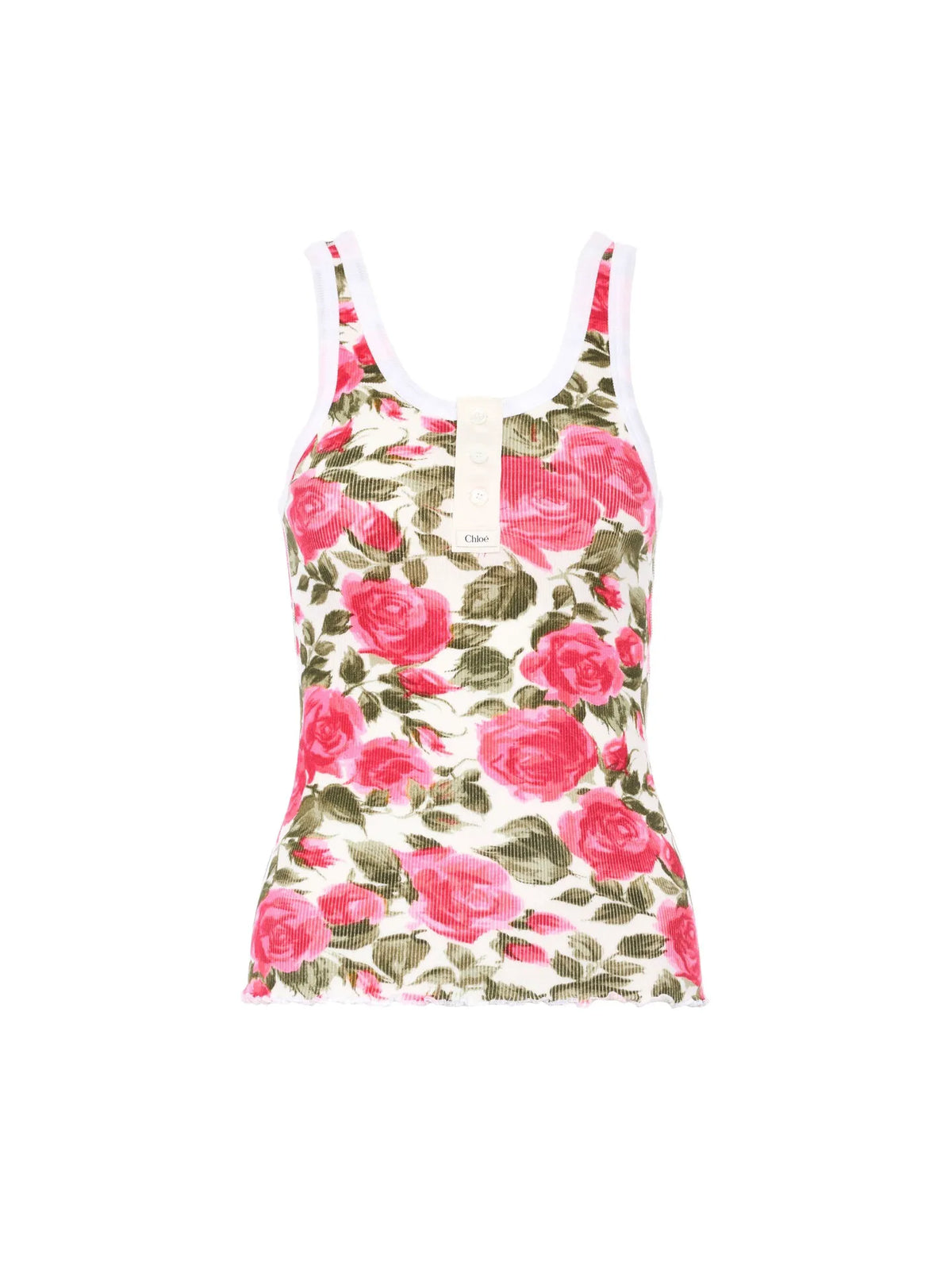 Henley tank top in cotton jersey