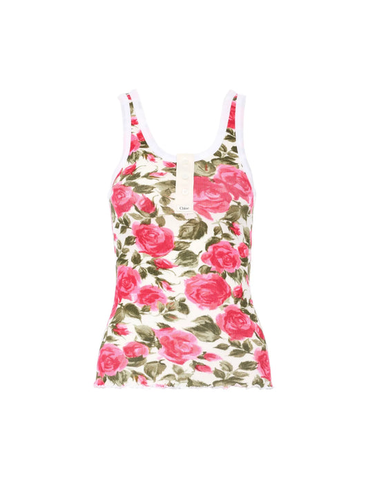 Henley tank top in cotton jersey