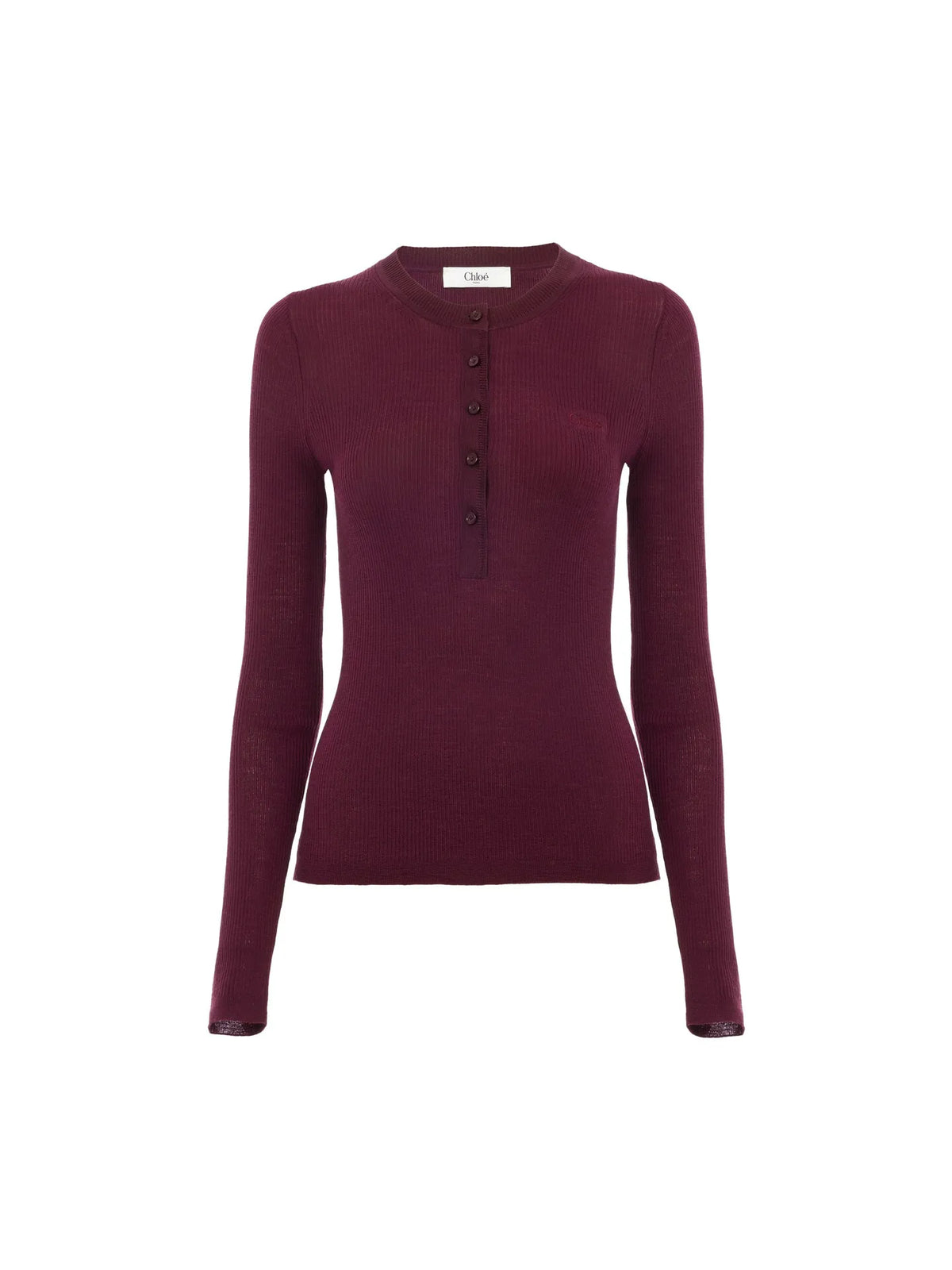 Henley shirt in superfine wool knit