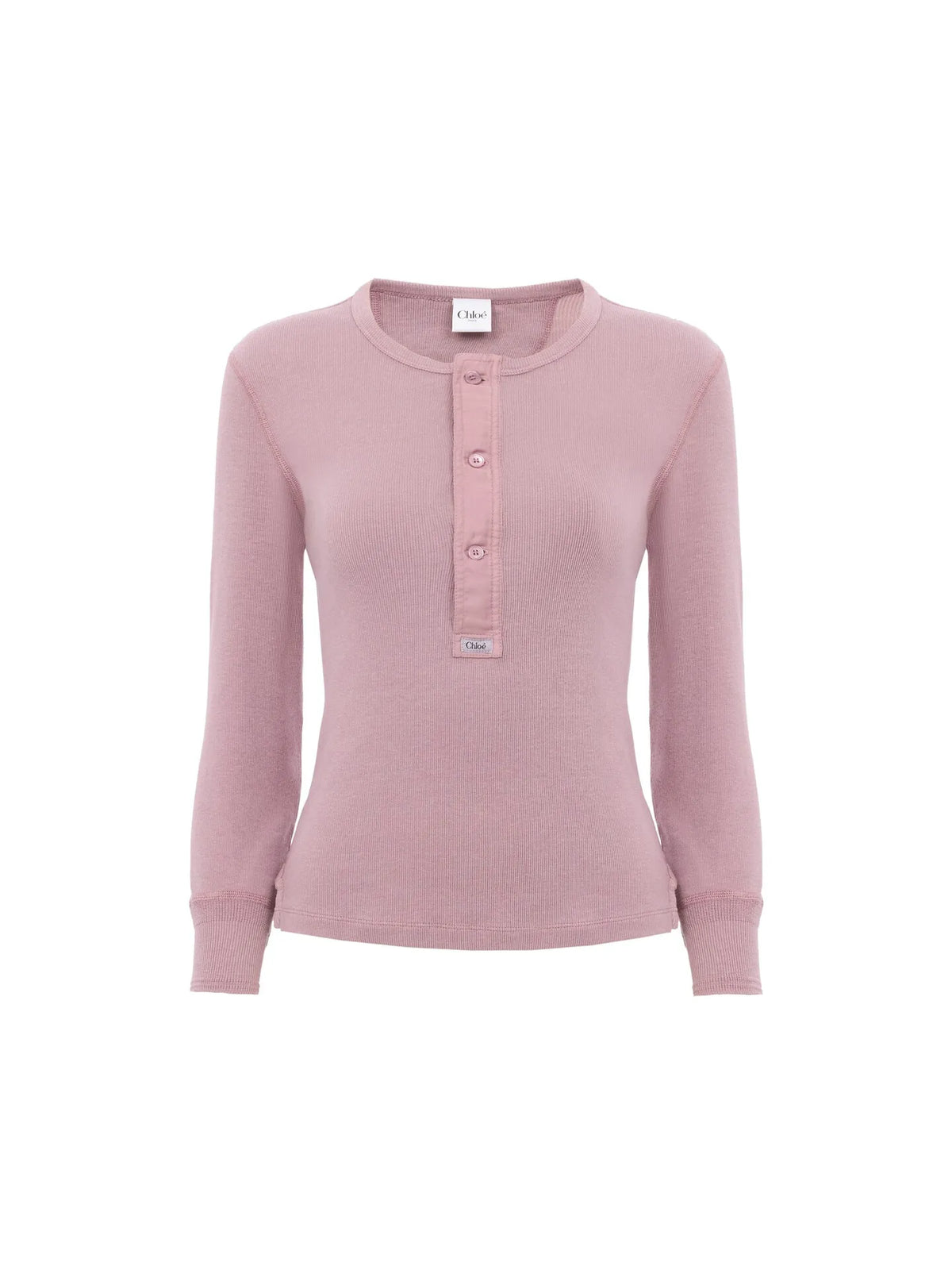 Fitted Henley shirt in cotton jersey