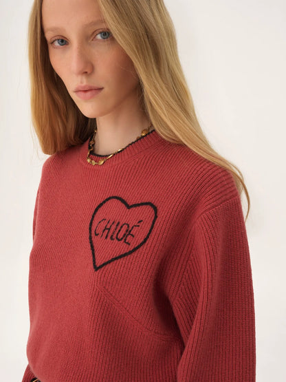 Cropped fitted logo sweater in a wool knit