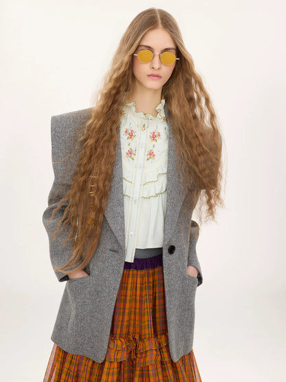 Single-breasted tailored jacket in chiné wool
