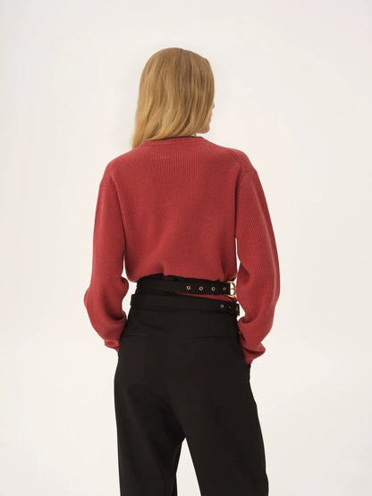 Cropped fitted logo sweater in a wool knit