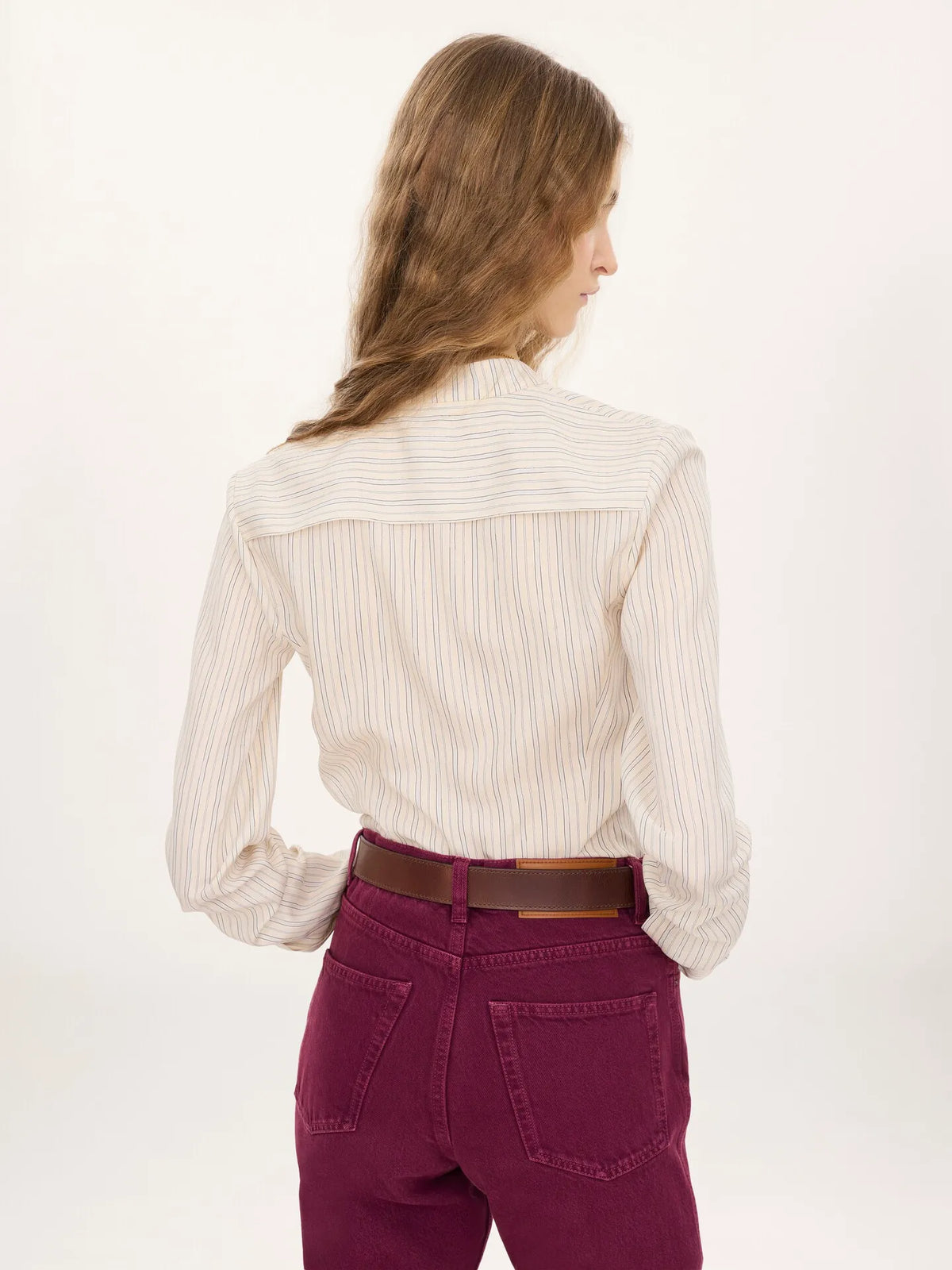 Fitted blouse in silk poplin
