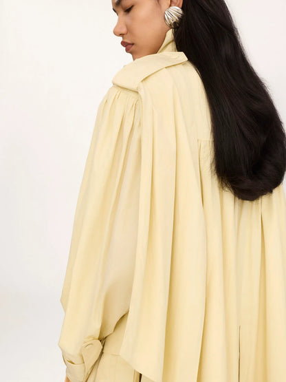 High-neck scarf trench coat in cotton poplin