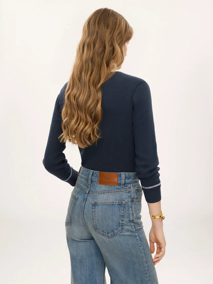 Fitted Henley shirt in cotton jersey