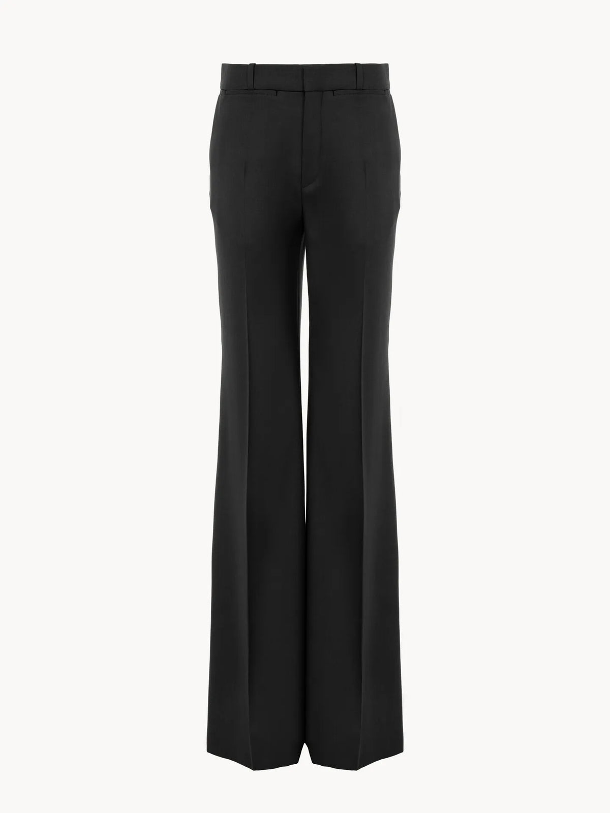 High-rise flared pants in wool grain de poudre