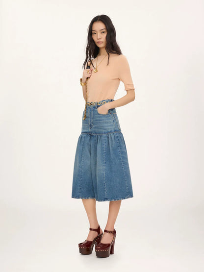 High-rise balloon bermuda shorts in denim