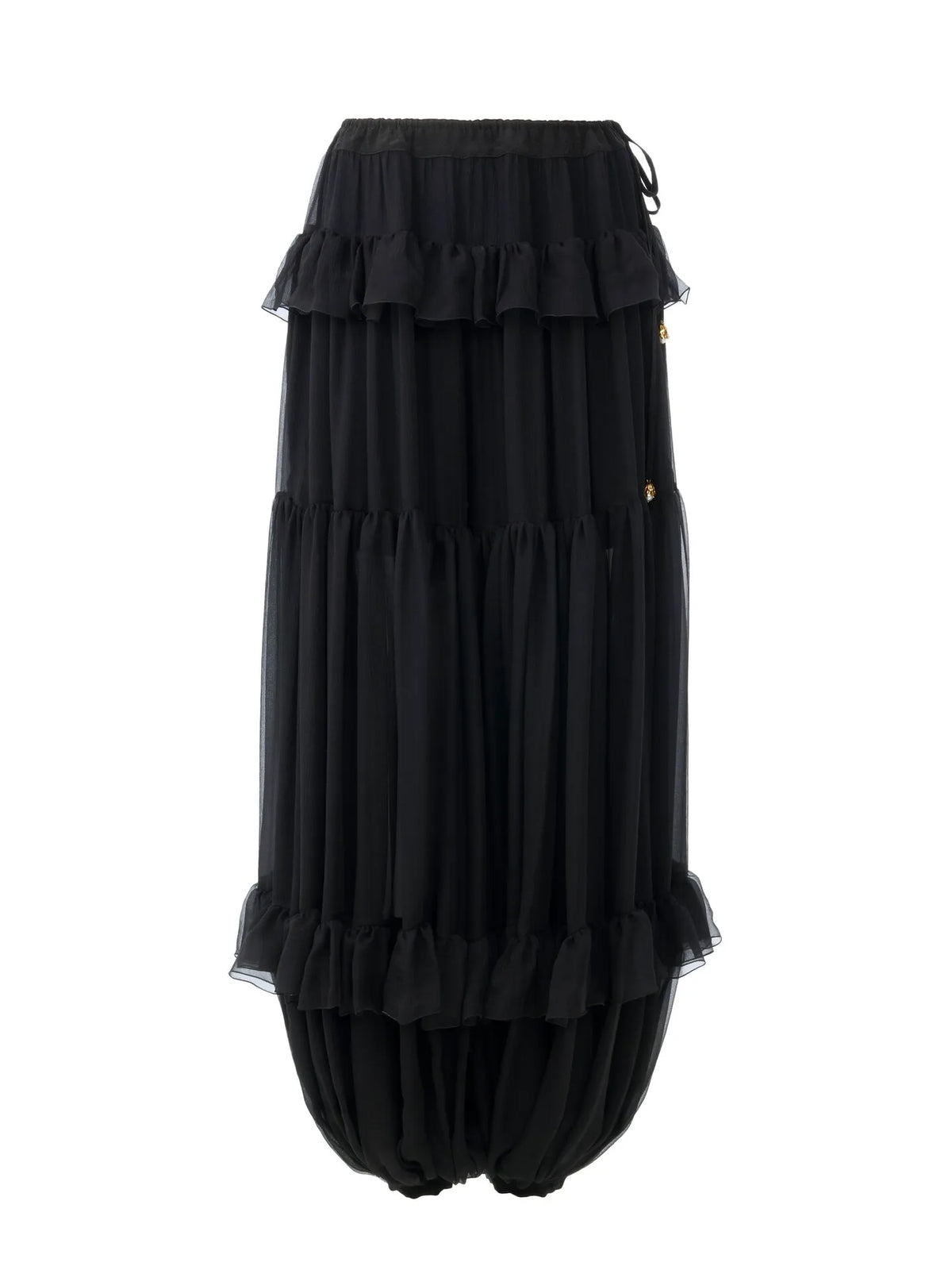 Fluid pleated pants in silk mousseline