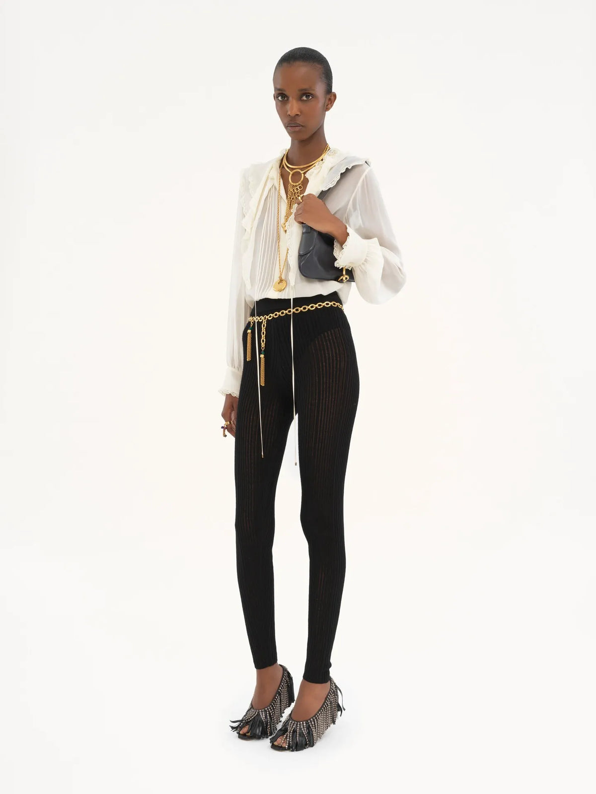 Ruffled blouse in silk georgette
