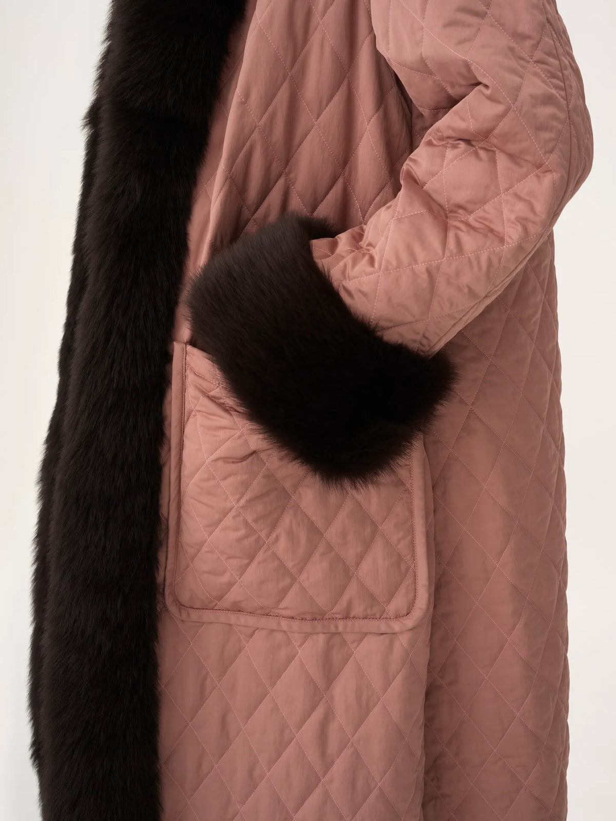 Long hybrid coat in technical satin