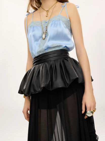 Peplum belt in leather