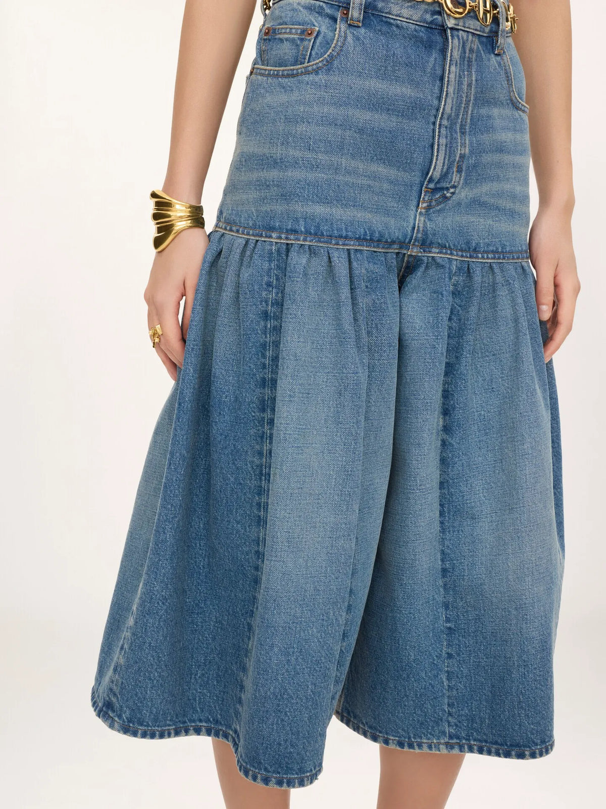 High-rise balloon bermuda shorts in denim