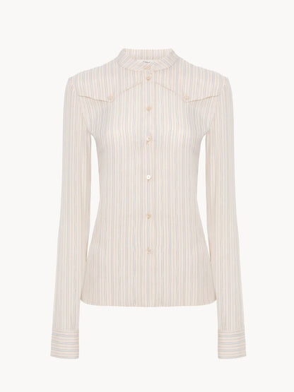 Fitted blouse in silk poplin