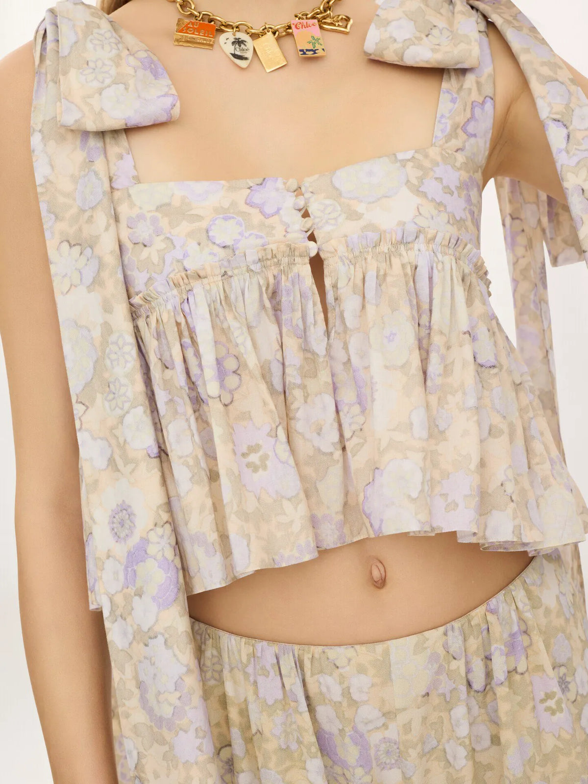 Knotted-strap cropped top in soft cotton