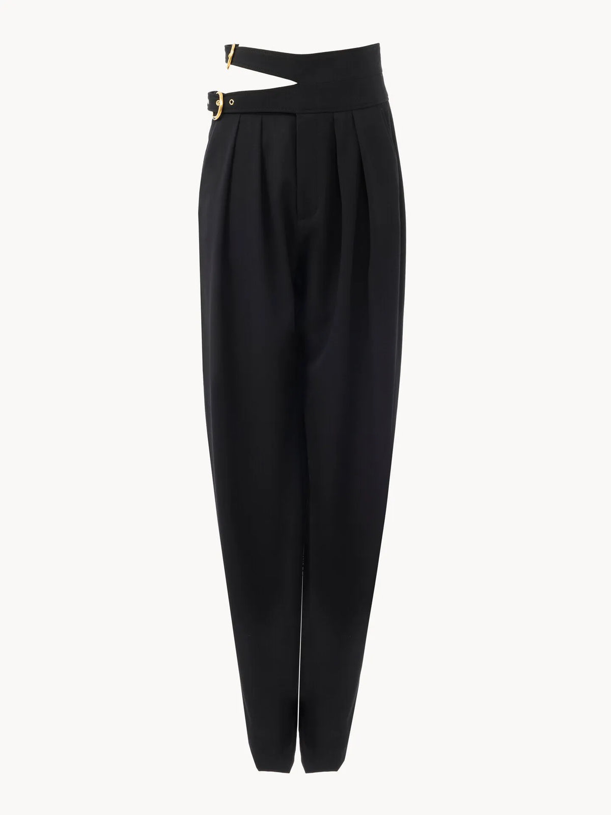 High-rise tailored pants in wool grain de poudre