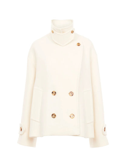 Oversized short coat in wool