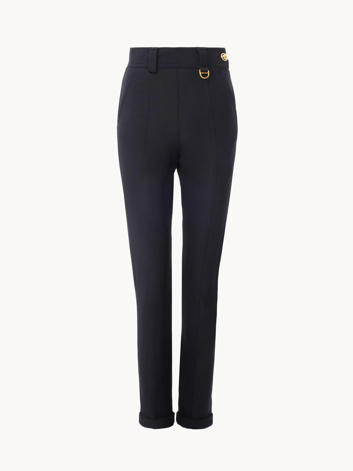 High-rise fitted pants in stretch tricotine