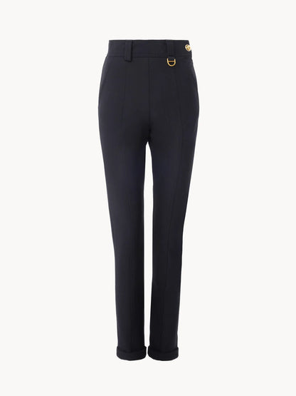 High-rise fitted pants in stretch tricotine