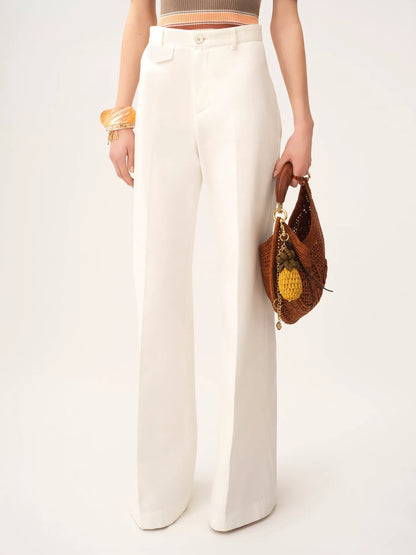 High-rise flared pants in cotton canvas