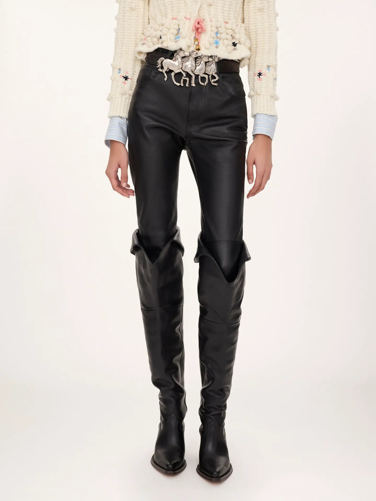 Slim pants in leather