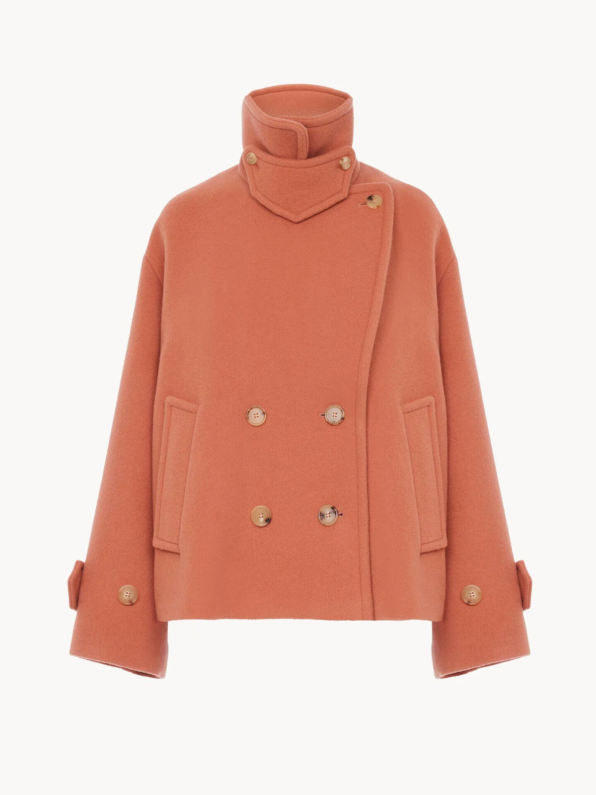 Oversized short coat in wool