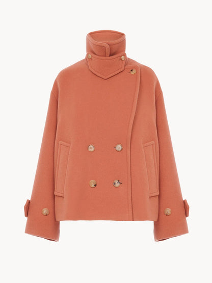 Oversized short coat in wool