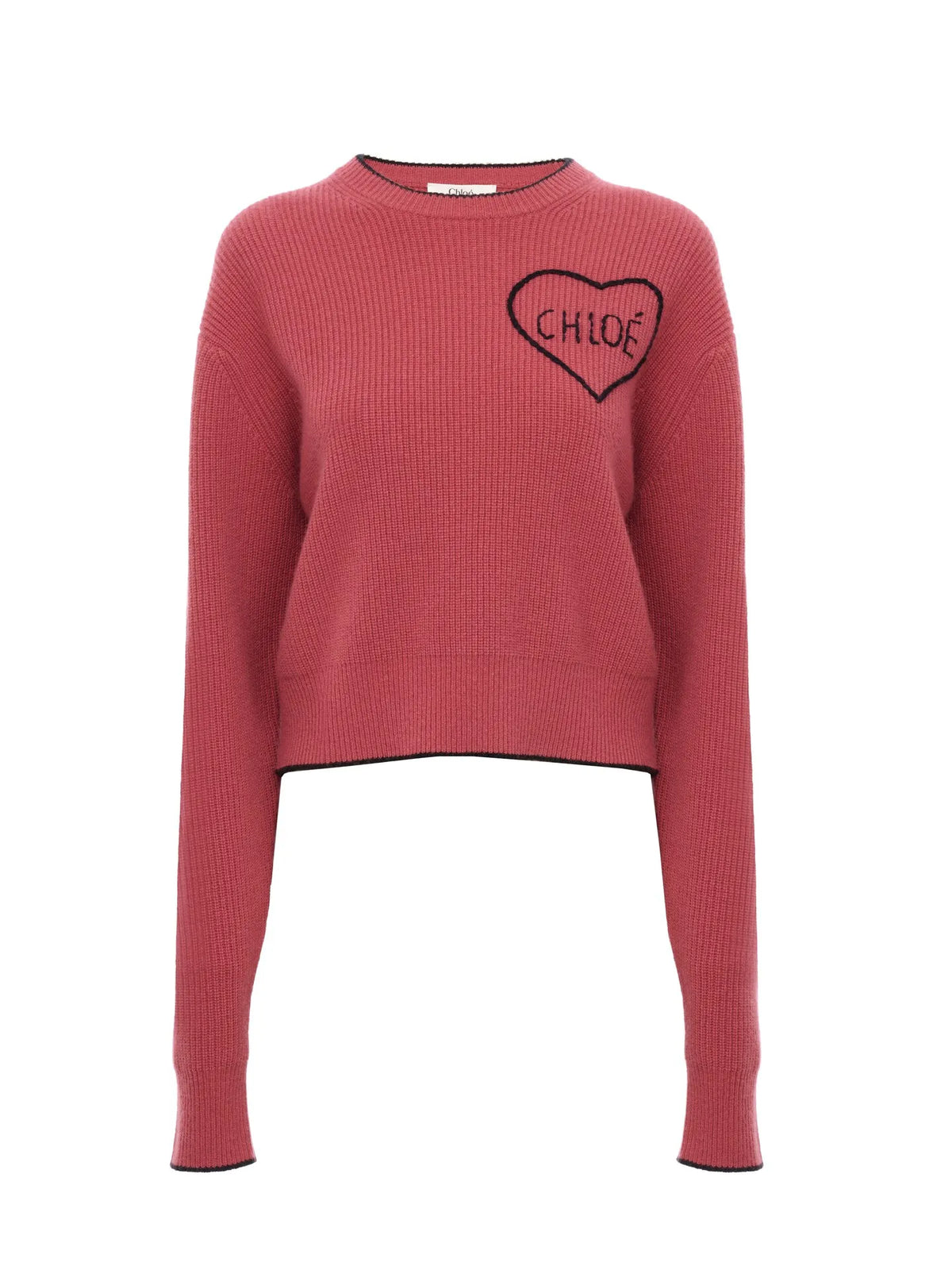 Cropped fitted logo sweater in a wool knit