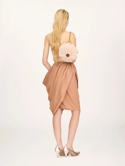 Knee-length wrap skirt in cotton poplin