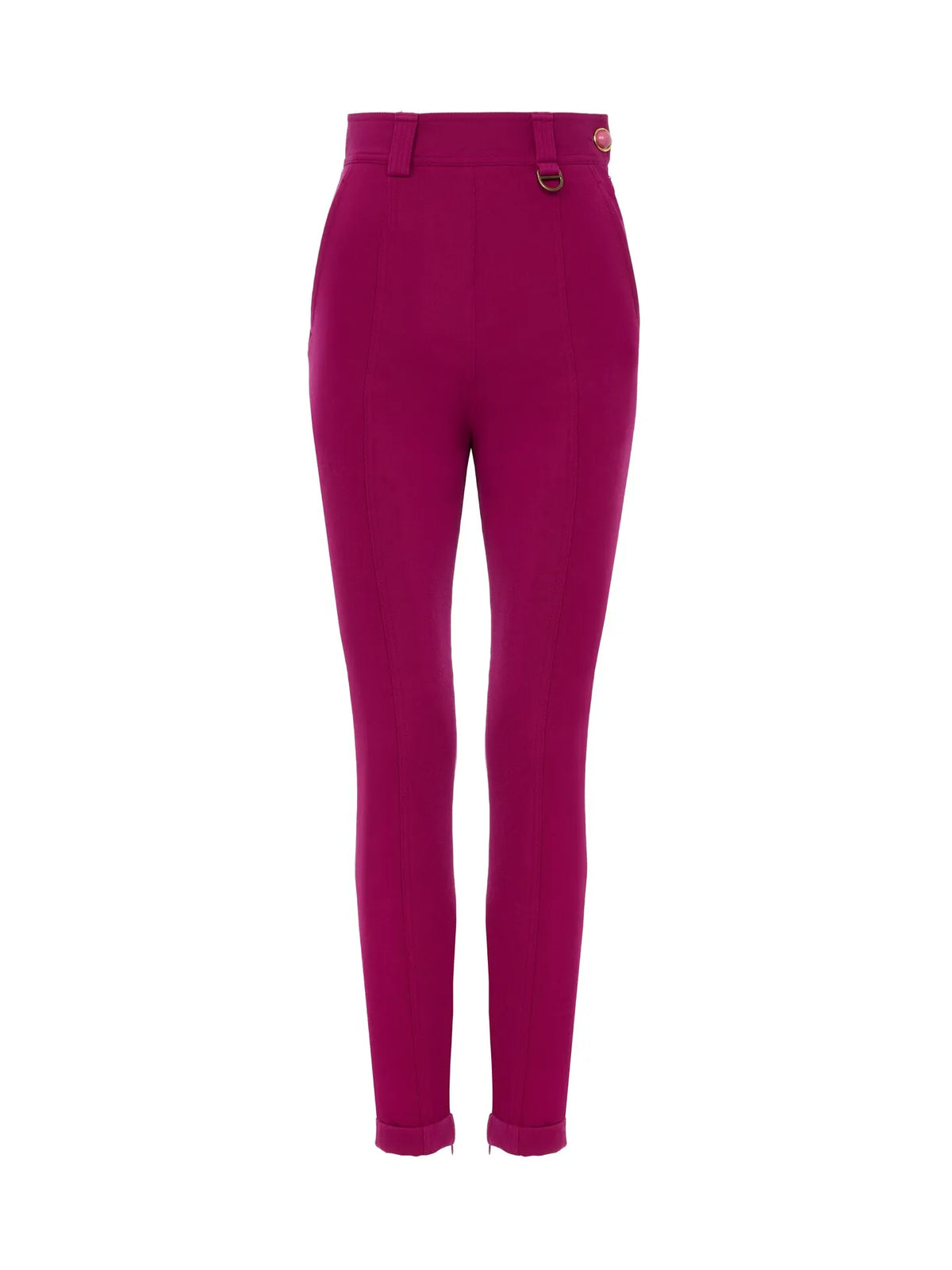 High-rise fitted pants in stretch tricotine