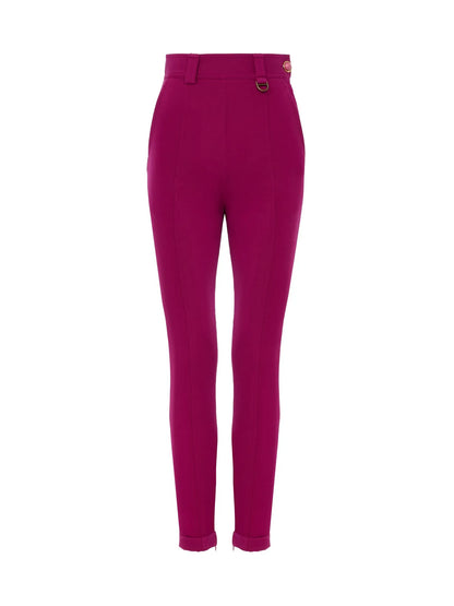 High-rise fitted pants in stretch tricotine