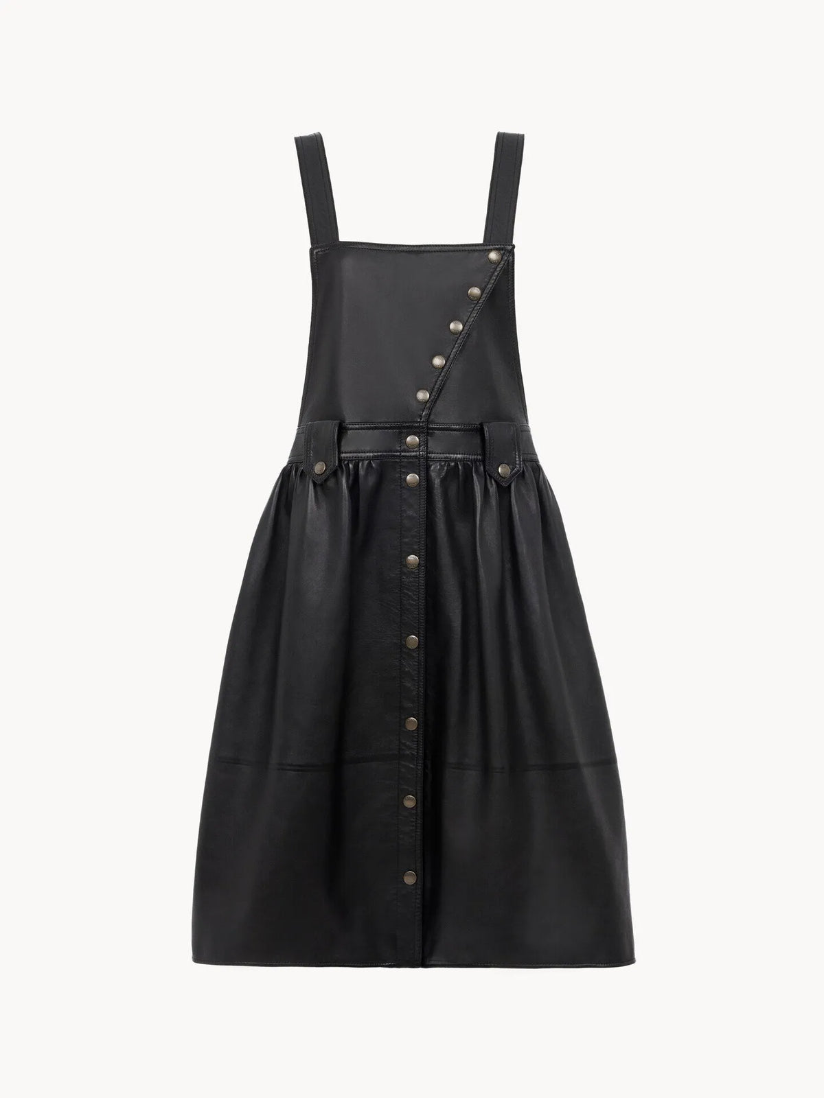 Apron midi dress in leather